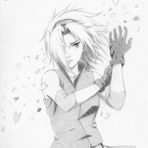 Сакура Харуно черно белая