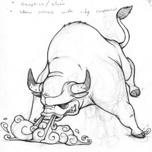 Злой бык рисунок эскиз тату