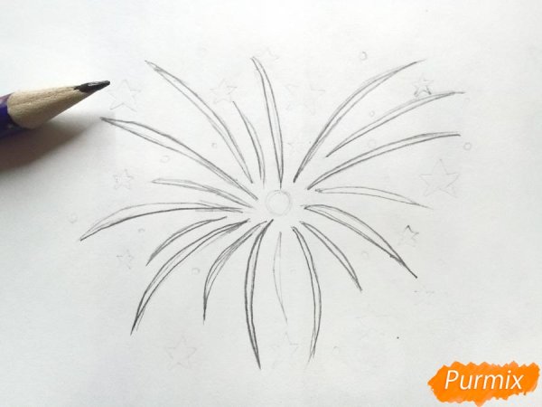 Салют рисунок карандашом