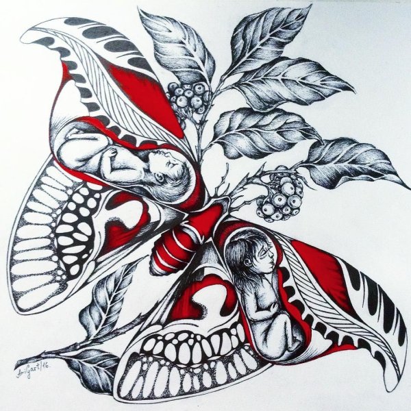 Тату бабочка Минимализм