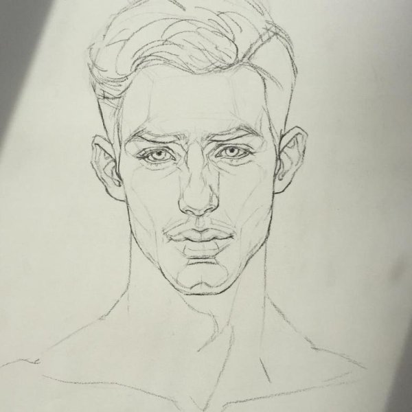 Тени мужского лица карандашом