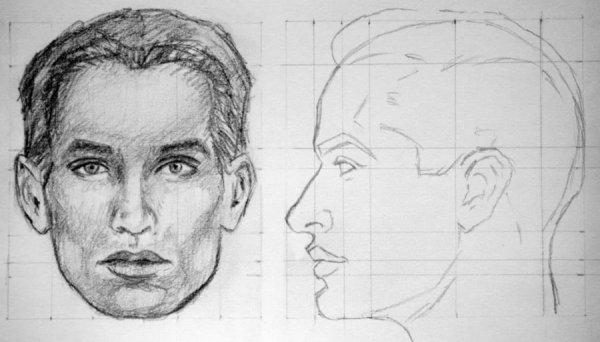 Портрет анфас карандашом