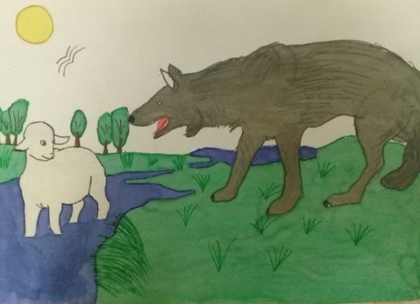 Иллюстрация к басне волк и ягненок