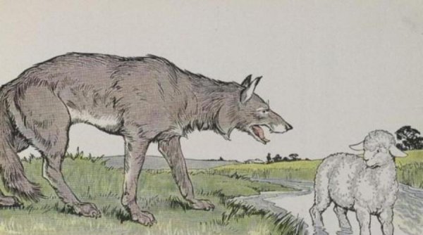 Иллюстрация к басне Крылова волк и ягненок