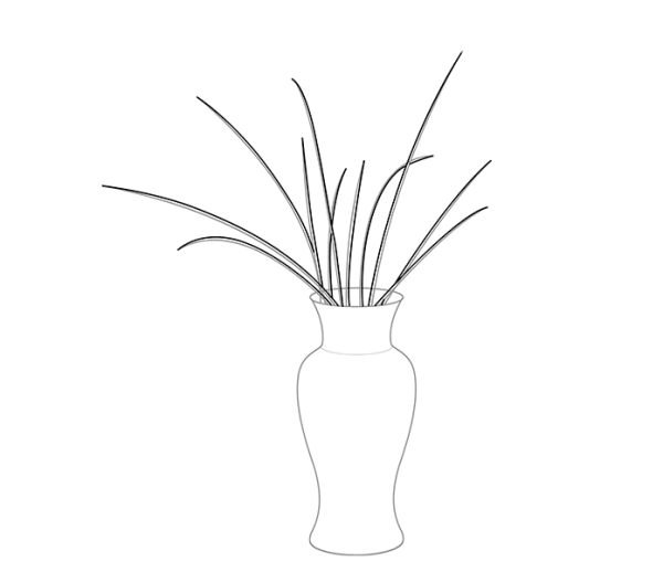 Ваза с ветками рисование