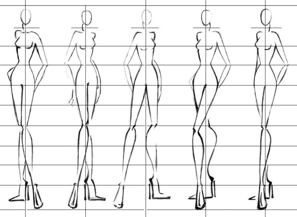 Девушка боком рисунок в полный рост