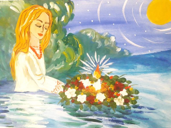 Детский рисунок на тему Иван Купала