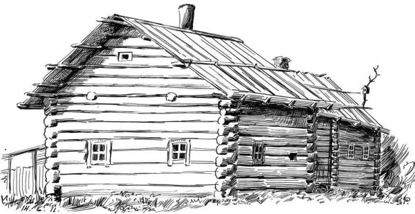 Курная карельская изба