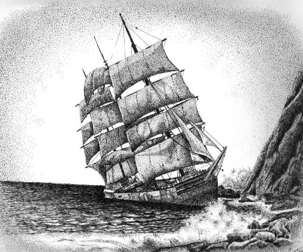 Карандашный набросок корабля