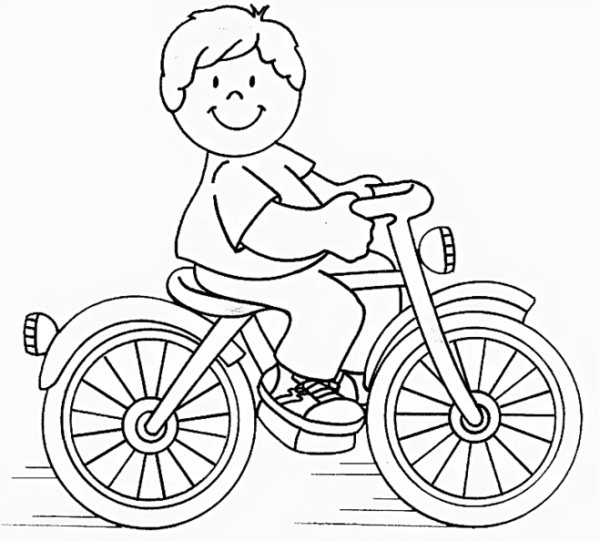 Мальчик на велосипеде раскраска