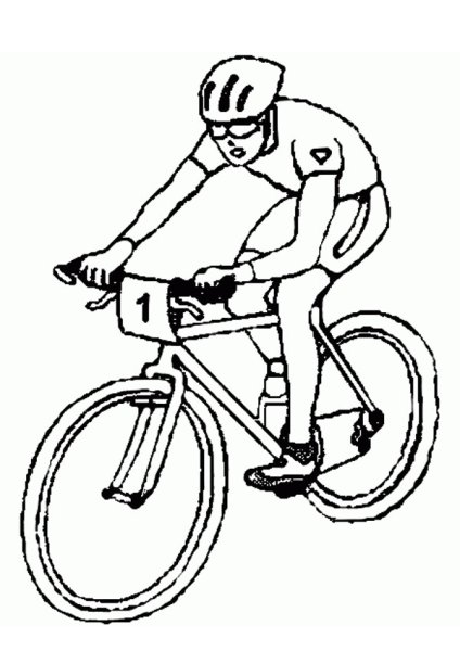 Раскраска дети катаются на велосипеде