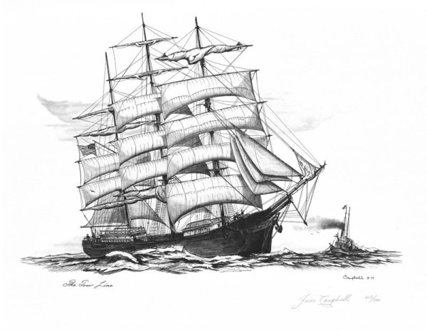 Корабль рисунок карандашом