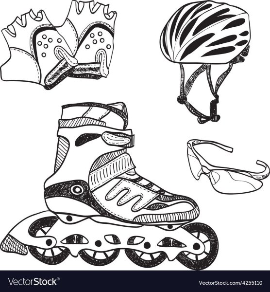 Раскраска девочка на роликах