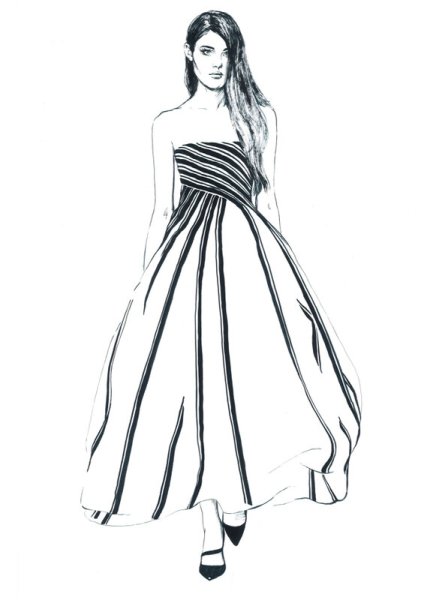 Рисунки девушек в платьях карандашом