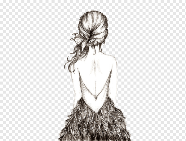 Девушка в платье рисунок