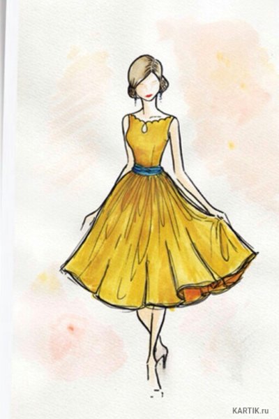 Рисунки девушек в платьях карандашом