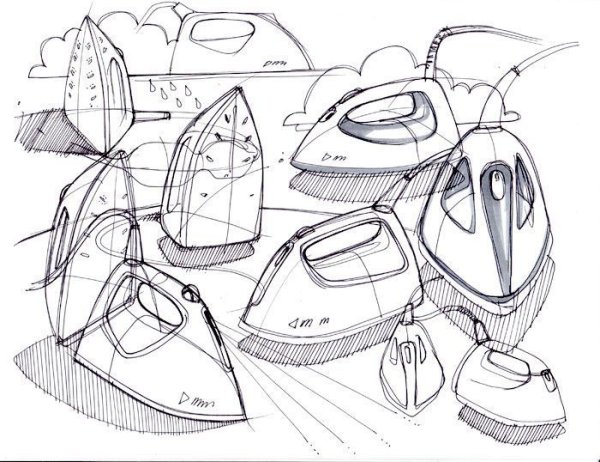 Разукрашенный чугунный утюг