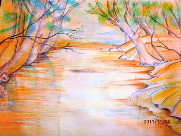 Осенний пейзаж карандашом