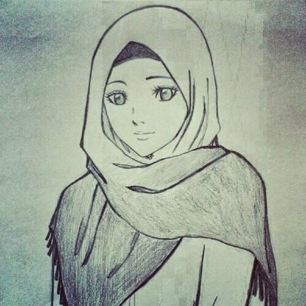 Девушка в хиджабе карандашом