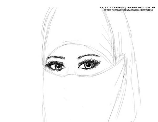 Нарисовать мусульманку карандашом