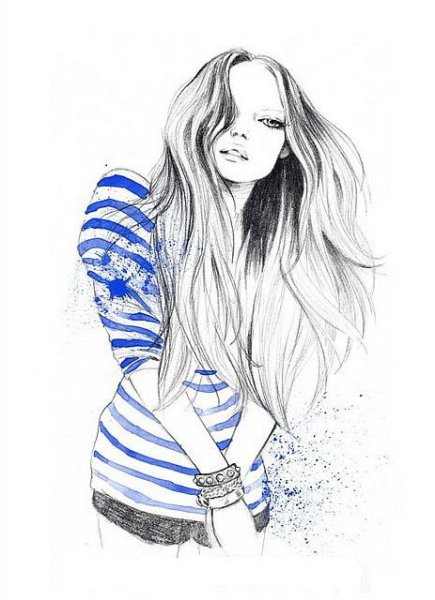 Девушка в маске карандашом