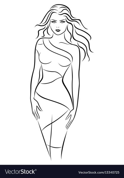 Очертания фигуры девушки