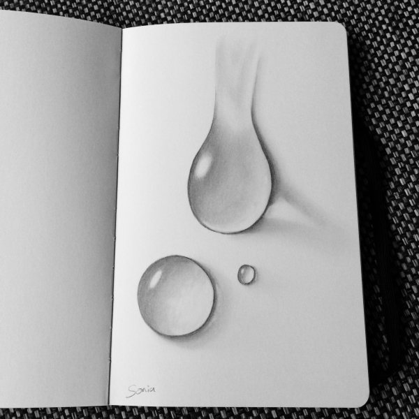 Капля воды карандашом