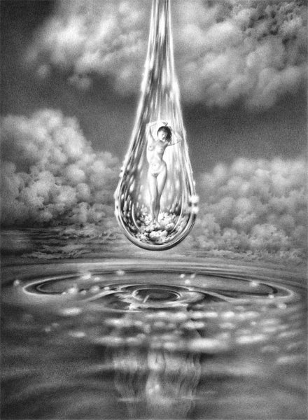 Капля воды акварелью