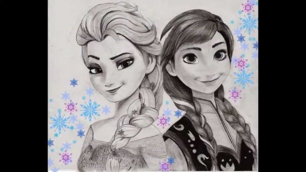 Рисунок принцессы Эльзы и Анны