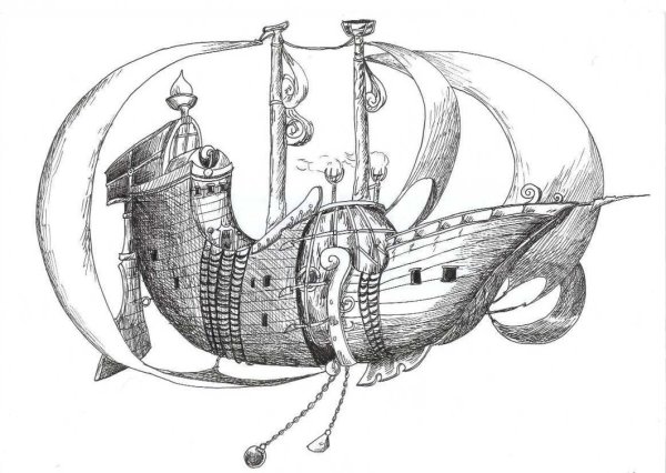 Эскиз парусника сбоку