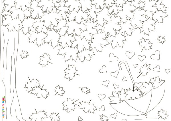 Осенний листопад раскраска для детей
