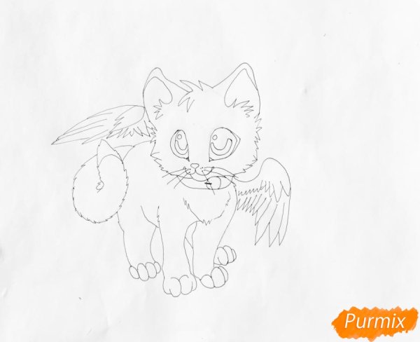 Кот с крыльями рисунок карандашом