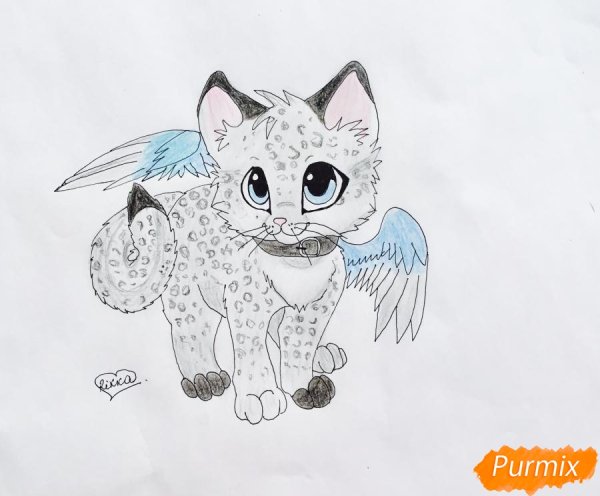 Кот с крыльями рисунок карандашом для срисовки