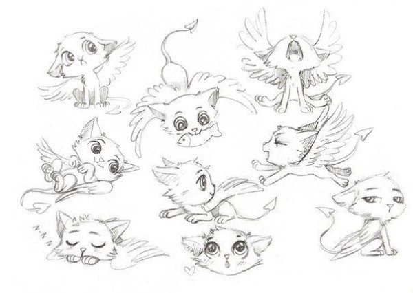 Рисунки карандашом для срисовки аниме животные