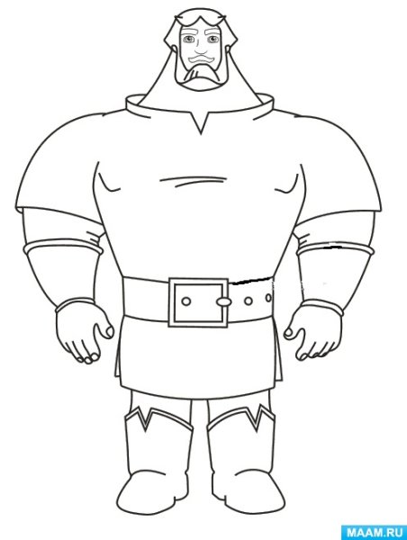 Раскраска 3 богатыря Илья Муромец