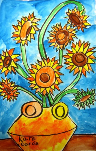 Ван Гог Подсолнухи раскраска