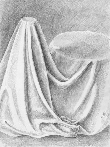 Драпировка ткани карандашом
