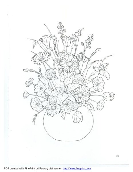 Ваза с цветами раскраска