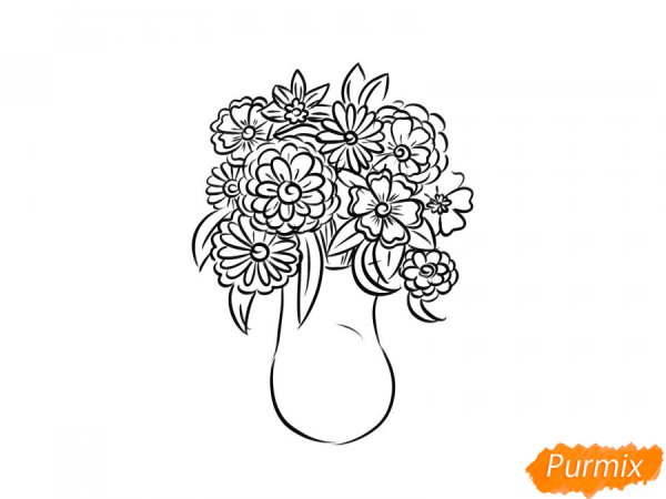 Ваза с цветами чб