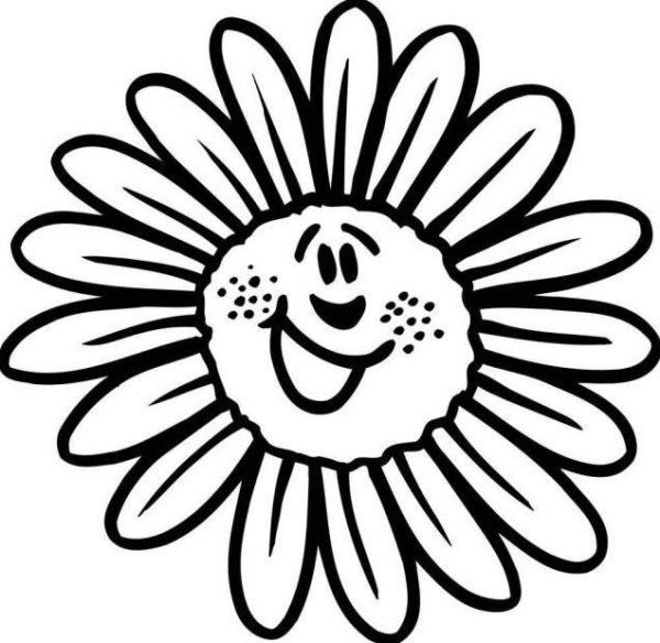 Трафарет ромашки для раскрашивания