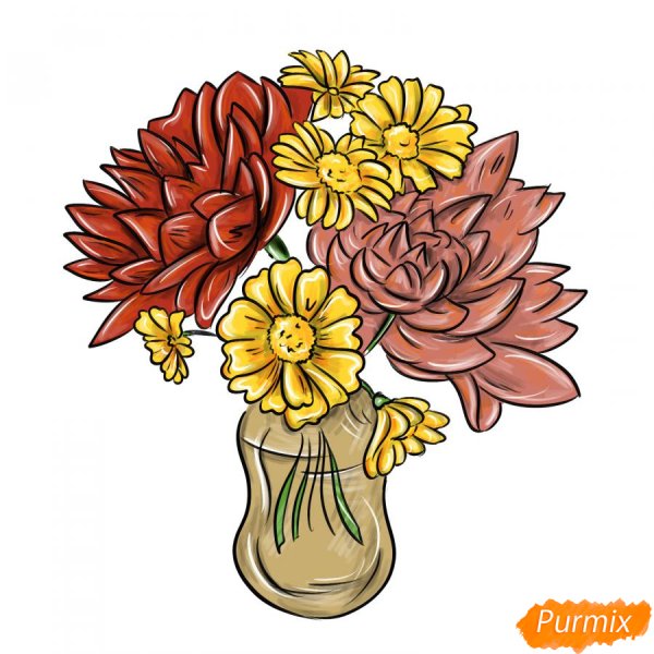 Осенний букет карандашом