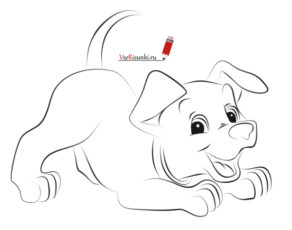 Щенок рисунок карандашом детский