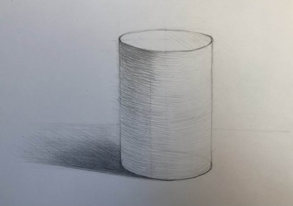 Цилиндр Академический рисунок штриховка