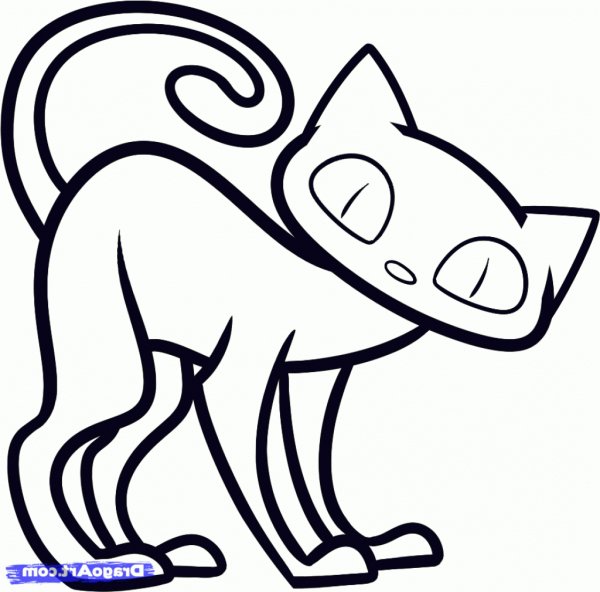 Черный кот раскраска