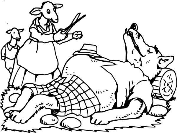 Коза и семеро козлят раскраска для детей