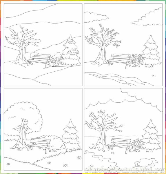 Раскраска зима Весна лето осень