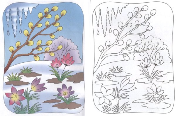 Раскрашивание на тему Весна
