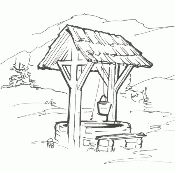 Колодец раскраска для детей