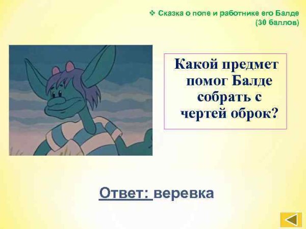 Сказка о попе и работнике его Балде викторина