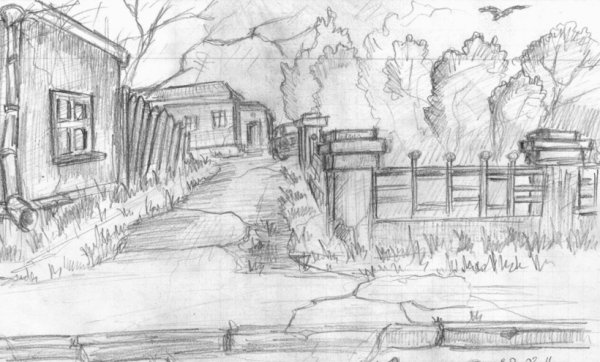 Мой двор рисунок карандашом